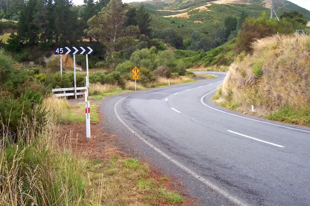 Bendy Australian paved road in the countryside
