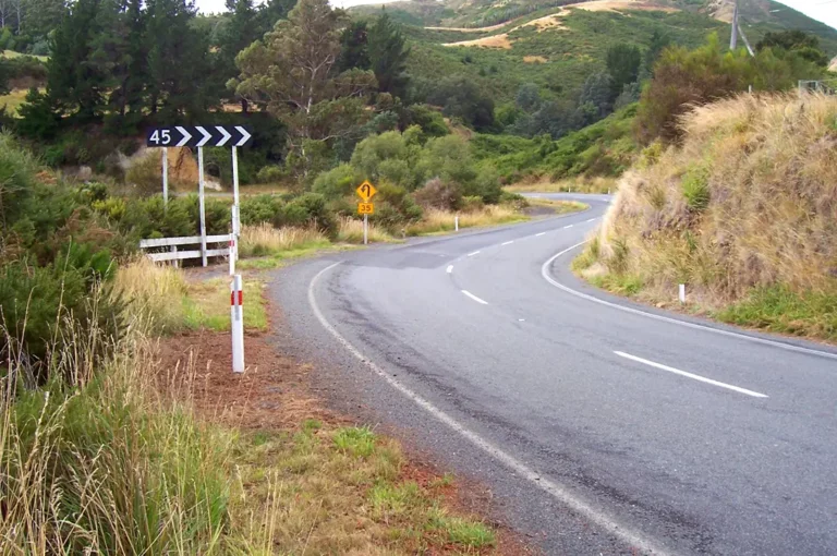 Bendy Australian paved road in the countryside
